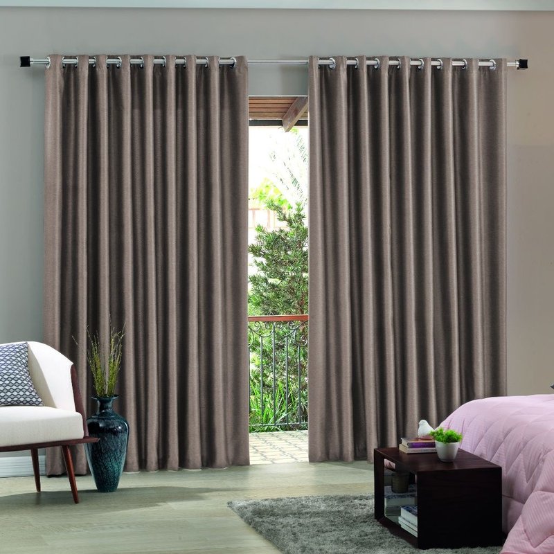 Bella Janela Cortina Corta Luz Tecido Blend Latte Tecibom Decor